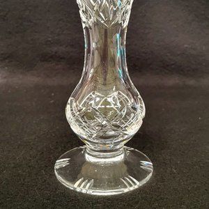 Lead Crystal Bud Vase, 8" tall, etched 8 point stars - BEAUTIFUL - EUC